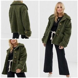 Free People Green Teddy Coat (M)